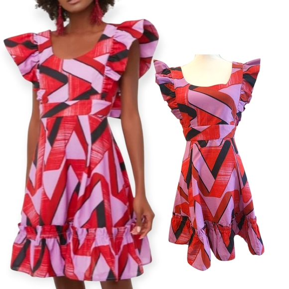 Tuckernuck Thistle Grove Weslen Linen Blend Flutter Tie-Back Bow Women XS Dress - Picture 1 of 10